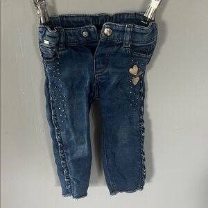 Mayoral Blue Jeans with Gold Heart Details Size 12 Months
